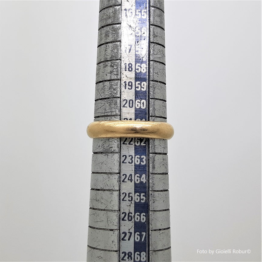 Servizio di modifica anello "---" oro 750/1000 cliente, controllo, allargatura misura 21½>24, brasatura e lucidatura - calo lavorazione 800